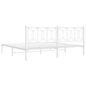 Kovový rám postele s čelem bílý 200 x 200 cm - obrázek 6