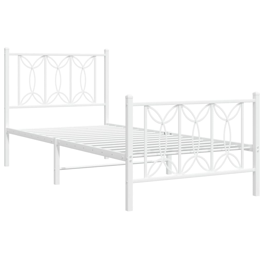 vidaXL Bedframe met hoofd- en voeteneinde metaal wit 75x190 cm afbeelding