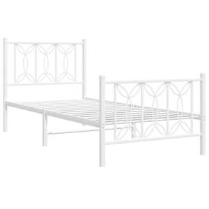 Kovový rám postele s hlavovým a nožním čelem bílý 75 x 190 cm - obrázek 3
