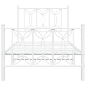 Kovový rám postele s hlavovým a nožním čelem bílý 75 x 190 cm - obrázek 4
