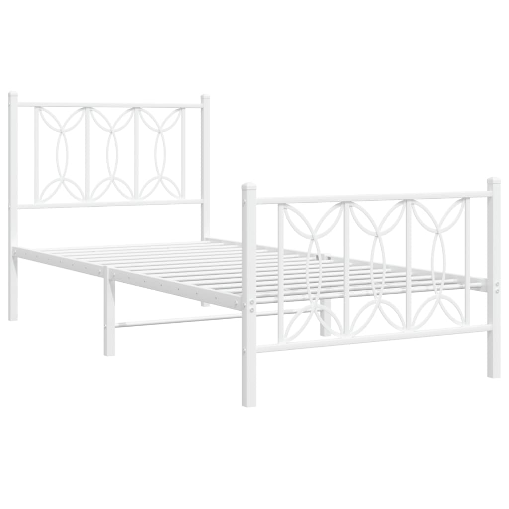 vidaXL Bedframe met hoofd- en voeteneinde metaal wit 80x200 cm afbeelding