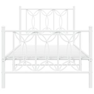 Kovový rám postele s hlavovým a nožním čelem bílý 80 x 200 cm - obrázek 4