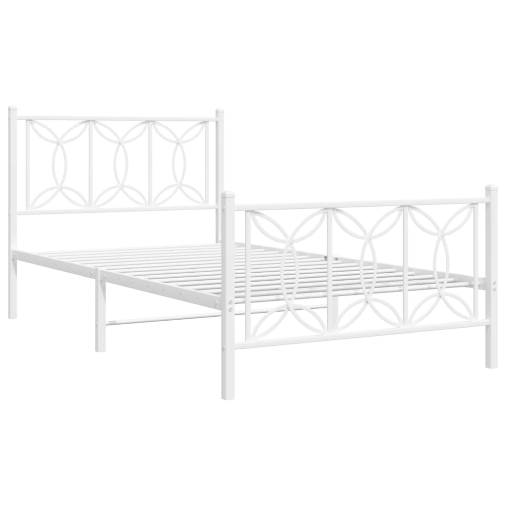 vidaXL Bedframe met hoofd- en voeteneinde metaal wit 100x190 cm afbeelding