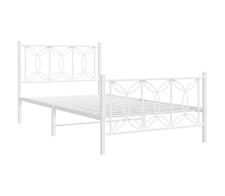 vidaXL Metal Bed Frame without Mattress with Footboard White 100x190cm