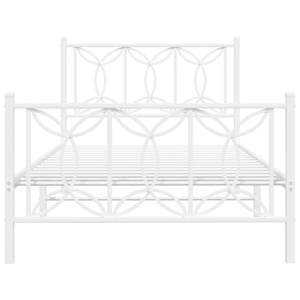 Kovový rám postele s hlavovým a nožním čelem bílý 100 x 200 cm - obrázek 4