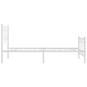 Kovový rám postele s hlavovým a nožním čelem bílý 100 x 200 cm - obrázek 5