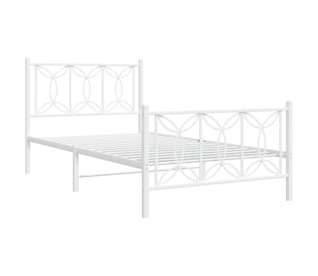 vidaXL Cadre de lit m&eacute;tal sans matelas et pied de lit blanc 107x203 cm