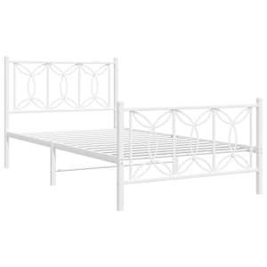 Kovový rám postele s hlavovým a nožním čelem bílý 107 x 203 cm - obrázek 3