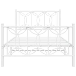 Kovový rám postele s hlavovým a nožním čelem bílý 107 x 203 cm - obrázek 4