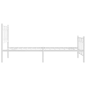 Kovový rám postele s hlavovým a nožním čelem bílý 107 x 203 cm - obrázek 5