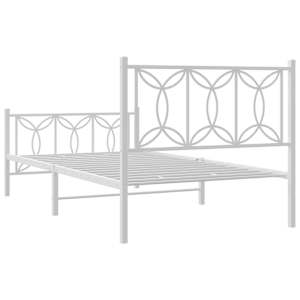 Kovový rám postele s hlavovým a nožním čelem bílý 107 x 203 cm - obrázek 6