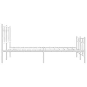 Kovový rám postele s hlavovým a nožním čelem bílý 140 x 190 cm - obrázek 5