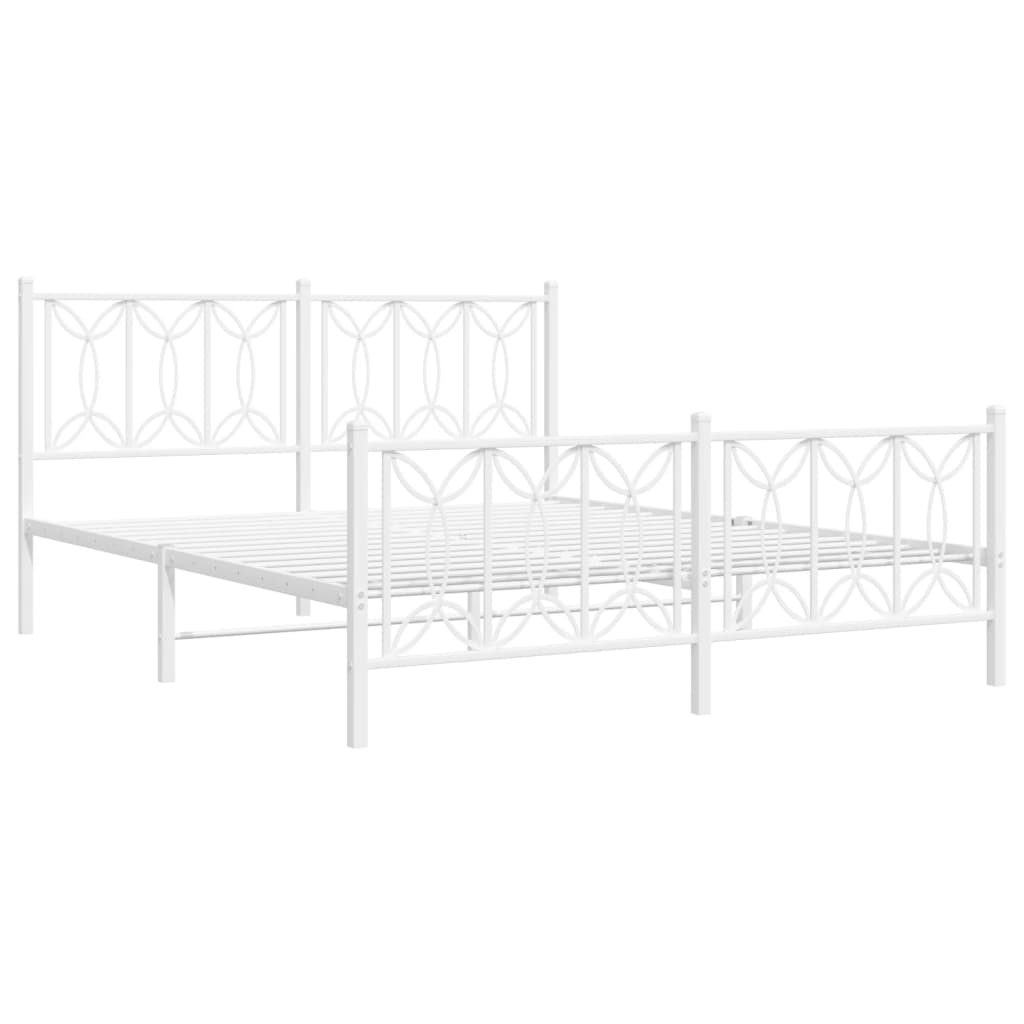 vidaXL Bedframe met hoofd- en voeteneinde metaal wit 150x200 cm afbeelding