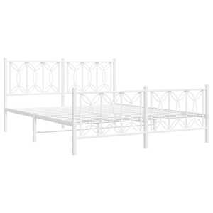 Kovový rám postele s hlavovým a nožním čelem bílý 150 x 200 cm - obrázek 3
