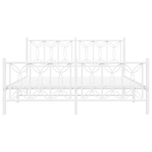 Kovový rám postele s hlavovým a nožním čelem bílý 150 x 200 cm - obrázek 4