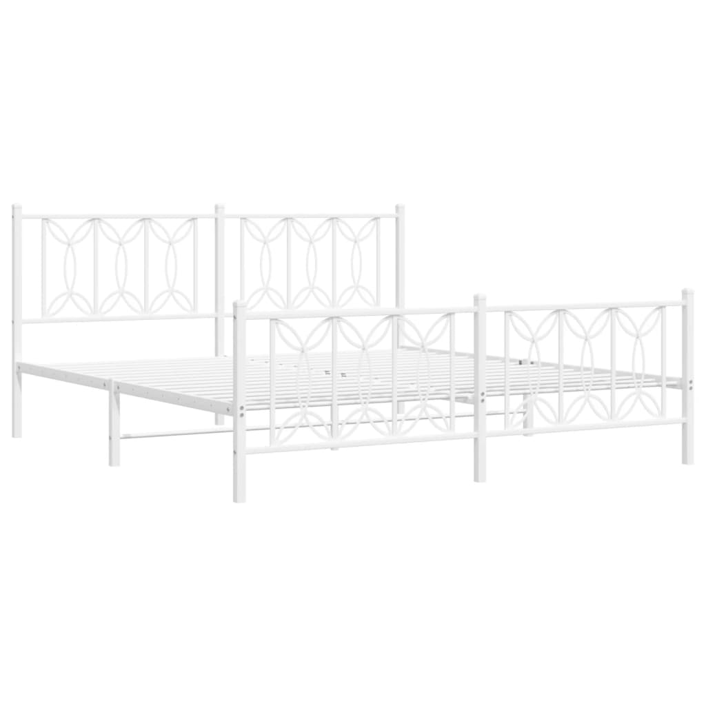 vidaXL Bedframe met hoofd- en voeteneinde metaal wit 180x200 cm afbeelding
