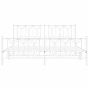 Kovový rám postele s hlavovým a nožním čelem bílý 180 x 200 cm - obrázek 4