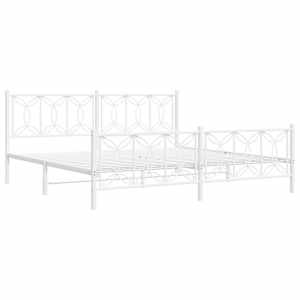 Kovový rám postele s hlavovým a nožním čelem bílý 200 x 200 cm - obrázek 3