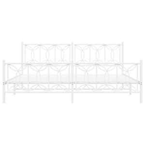 Kovový rám postele s hlavovým a nožním čelem bílý 200 x 200 cm - obrázek 4