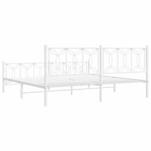 Kovový rám postele s hlavovým a nožním čelem bílý 200 x 200 cm - obrázek 6