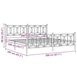 Kovový rám postele s hlavovým a nožním čelem bílý 200 x 200 cm - obrázek 8