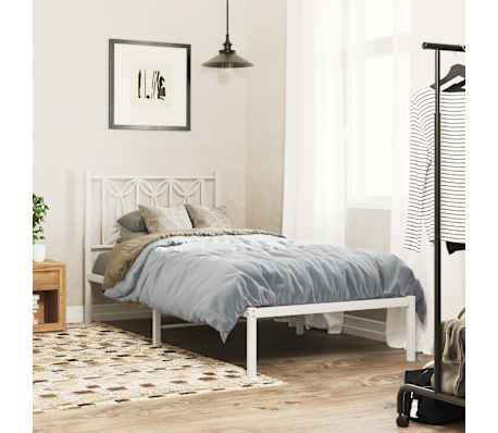 vidaXL T&ecirc;te de lit de remplacement m&eacute;tal blanc 90 cm