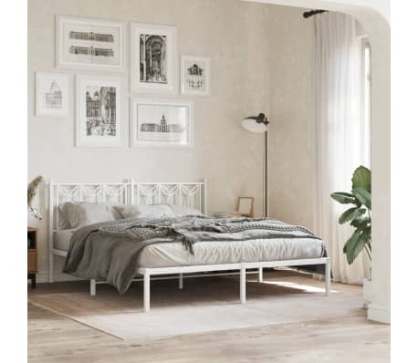 vidaXL Tăblie de pat metalică, alb, 160 cm