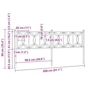 Kovové náhradní čelo postele bílé 200 cm - obrázek 6