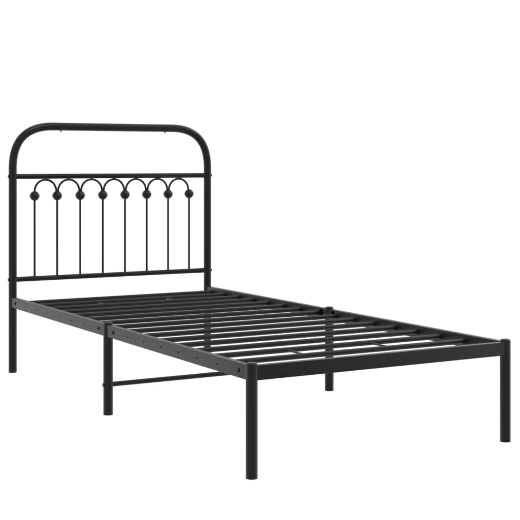 vidaXL Bedframe met hoofdbord metaal zwart 90x200 cm afbeelding
