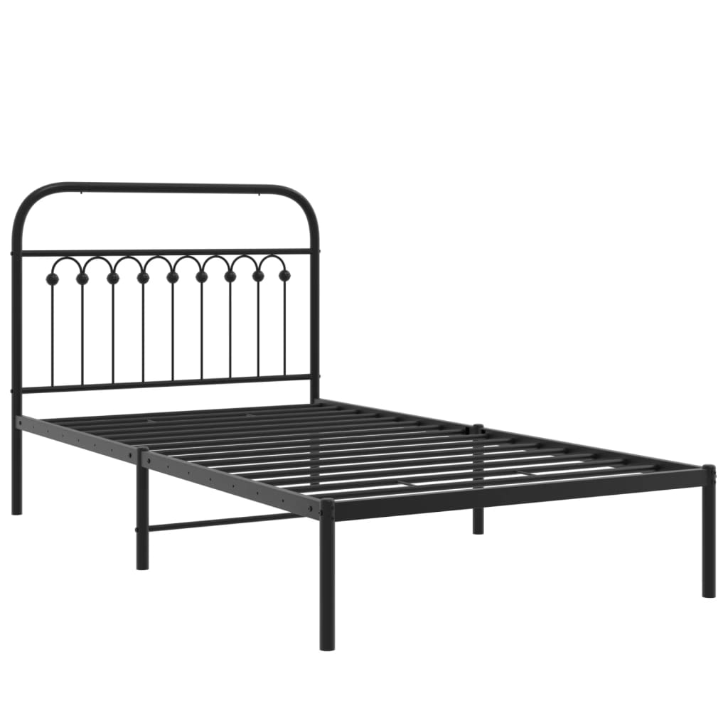 vidaXL Bedframe met hoofdbord metaal zwart 100x190 cm afbeelding