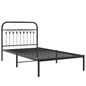 Kovový rám postele s čelem černý 100 x 200 cm - obrázek 3