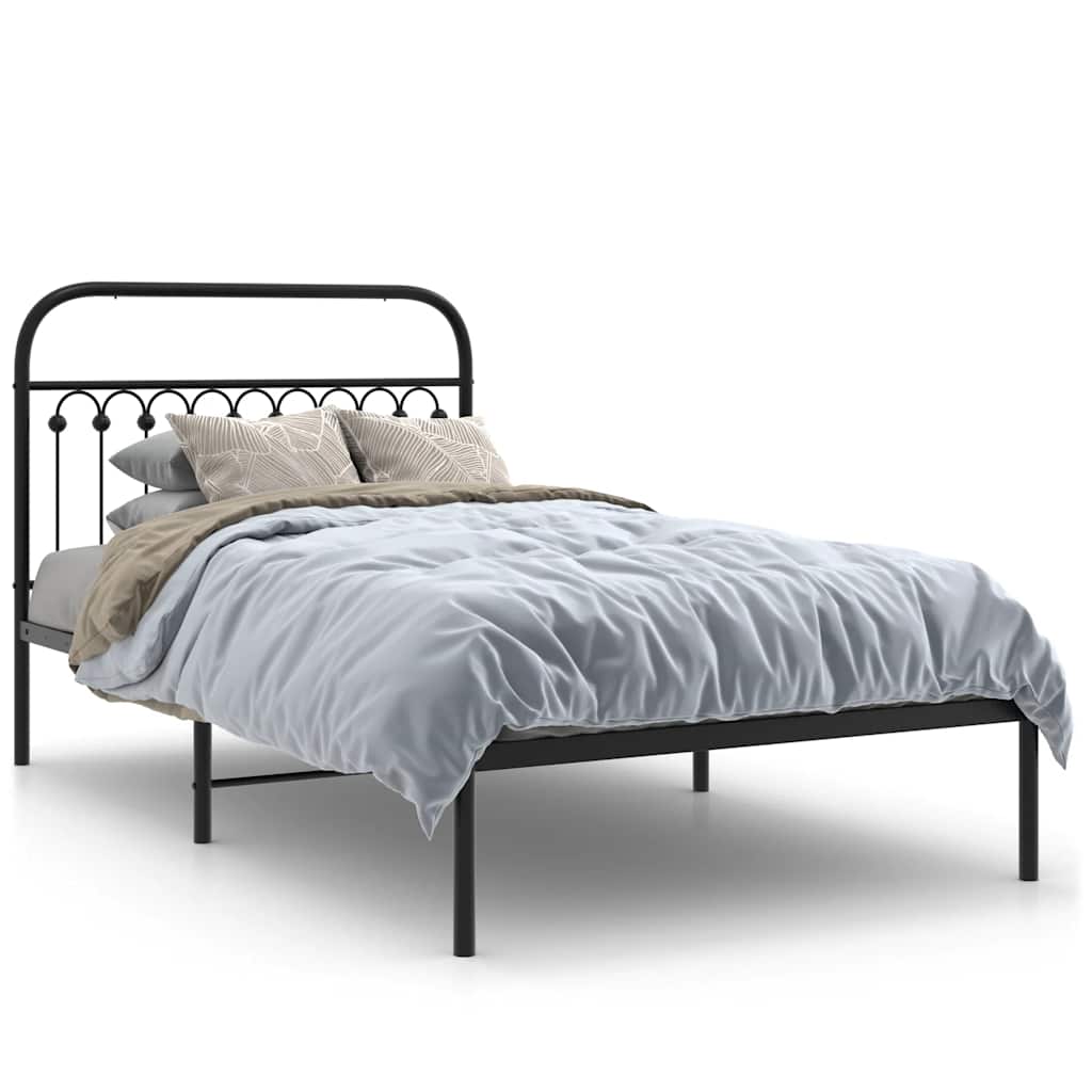 vidaXL Kovový rám postele s čelem černý 107 x 203 cm