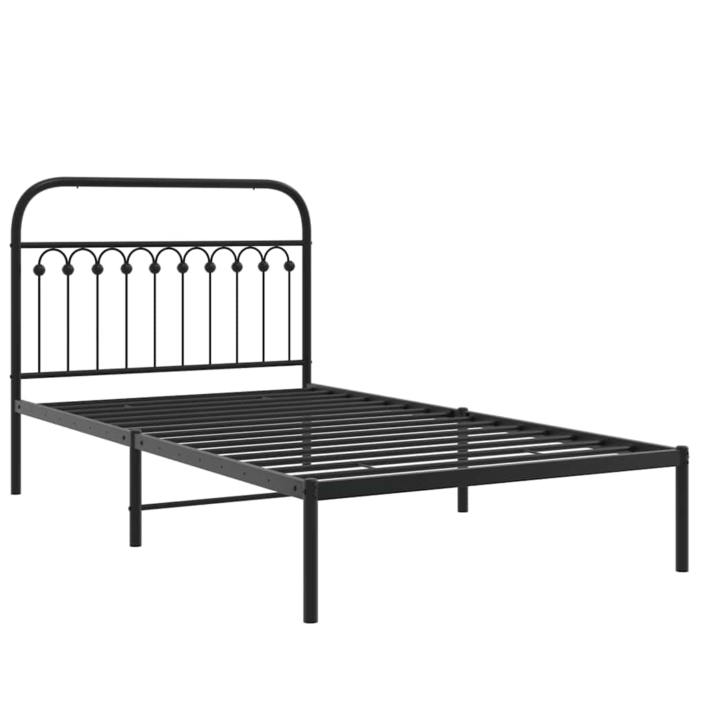 vidaXL Bedframe met hoofdbord metaal zwart 107x203 cm afbeelding