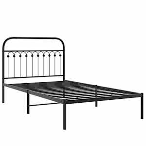 Kovový rám postele s čelem černý 107 x 203 cm - obrázek 3