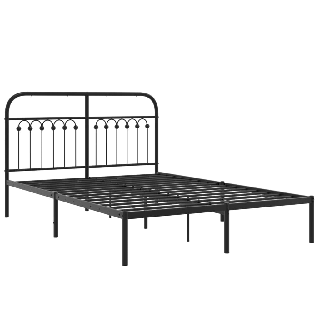 vidaXL Bedframe met hoofdbord metaal zwart 140x190 cm afbeelding