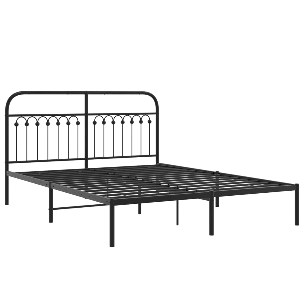 vidaXL Bedframe met hoofdbord metaal zwart 150x200 cm afbeelding