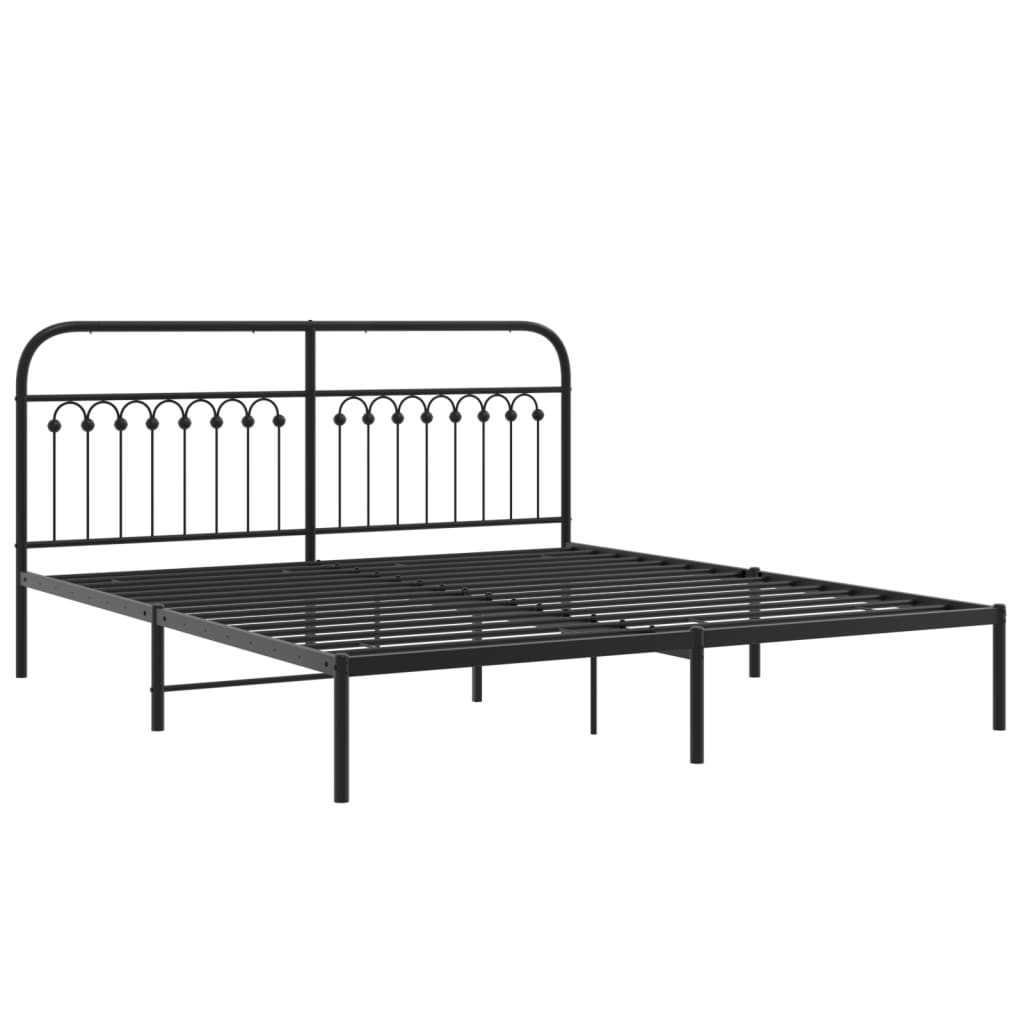 vidaXL Bedframe met hoofdbord metaal zwart 183x203 cm afbeelding