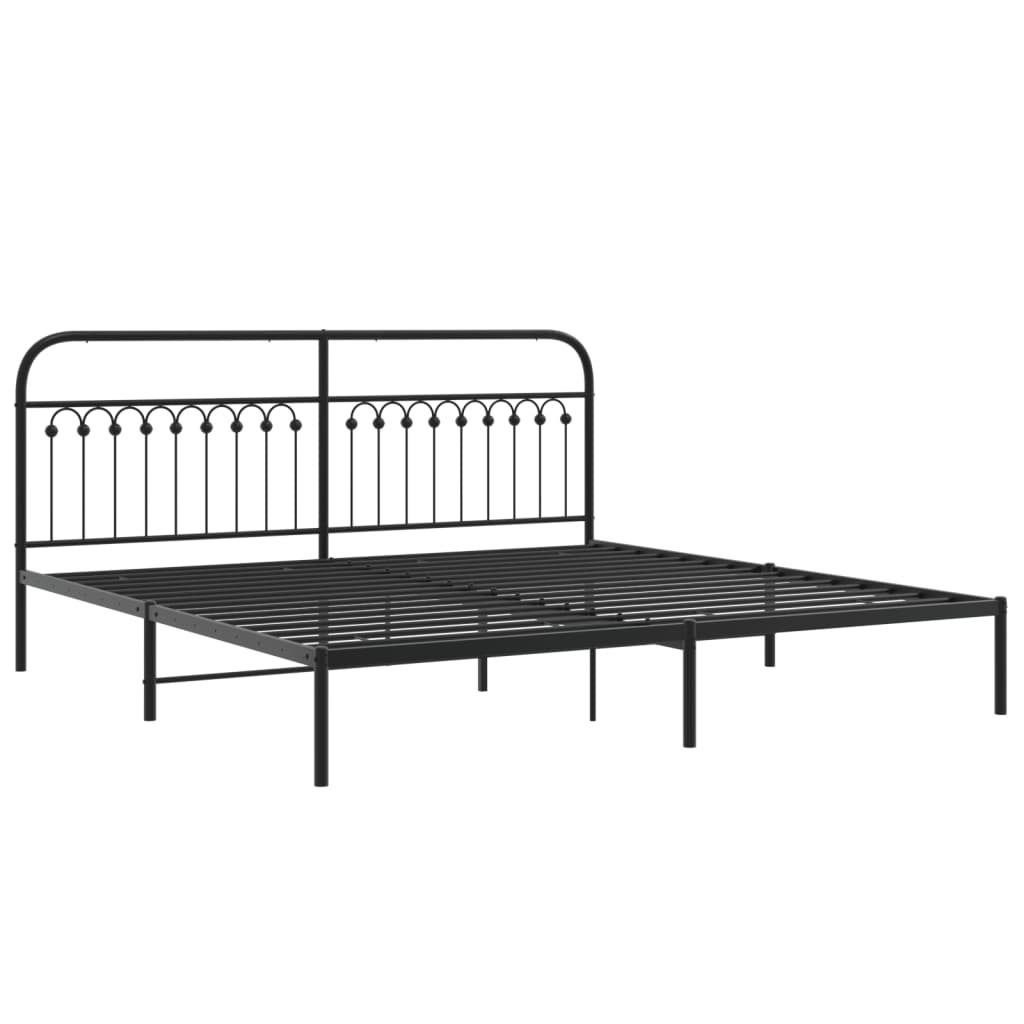 vidaXL Bedframe met hoofdbord metaal zwart 193x203 cm afbeelding