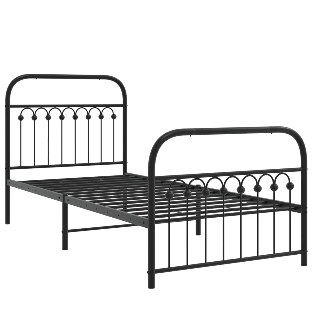vidaXL Bedframe met hoofd- en voeteneinde metaal zwart 90x200 cm afbeelding