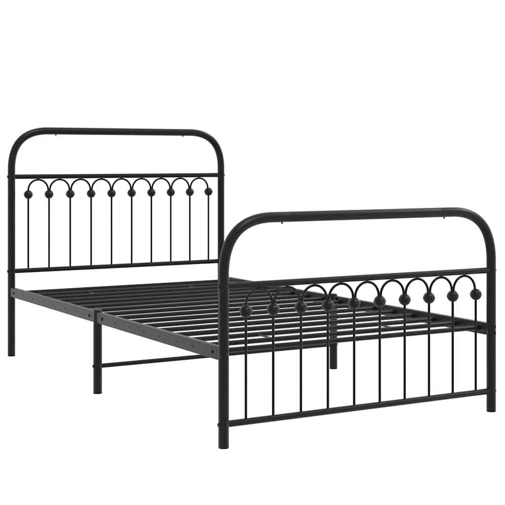 vidaXL Bedframe met hoofd- en voeteneinde metaal zwart 107x203 cm afbeelding