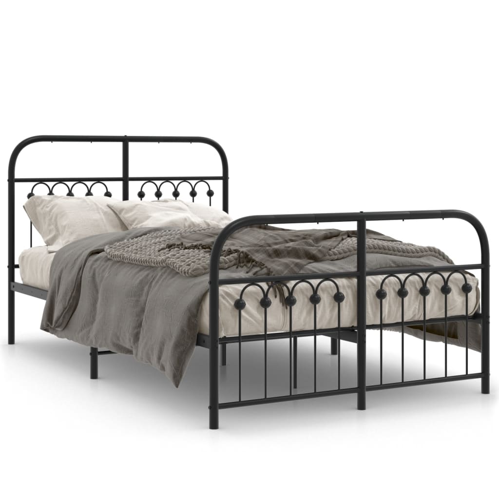 E-shop vidaXL Kovový rám postele s čelom a podnožkou čierny 120x190 cm