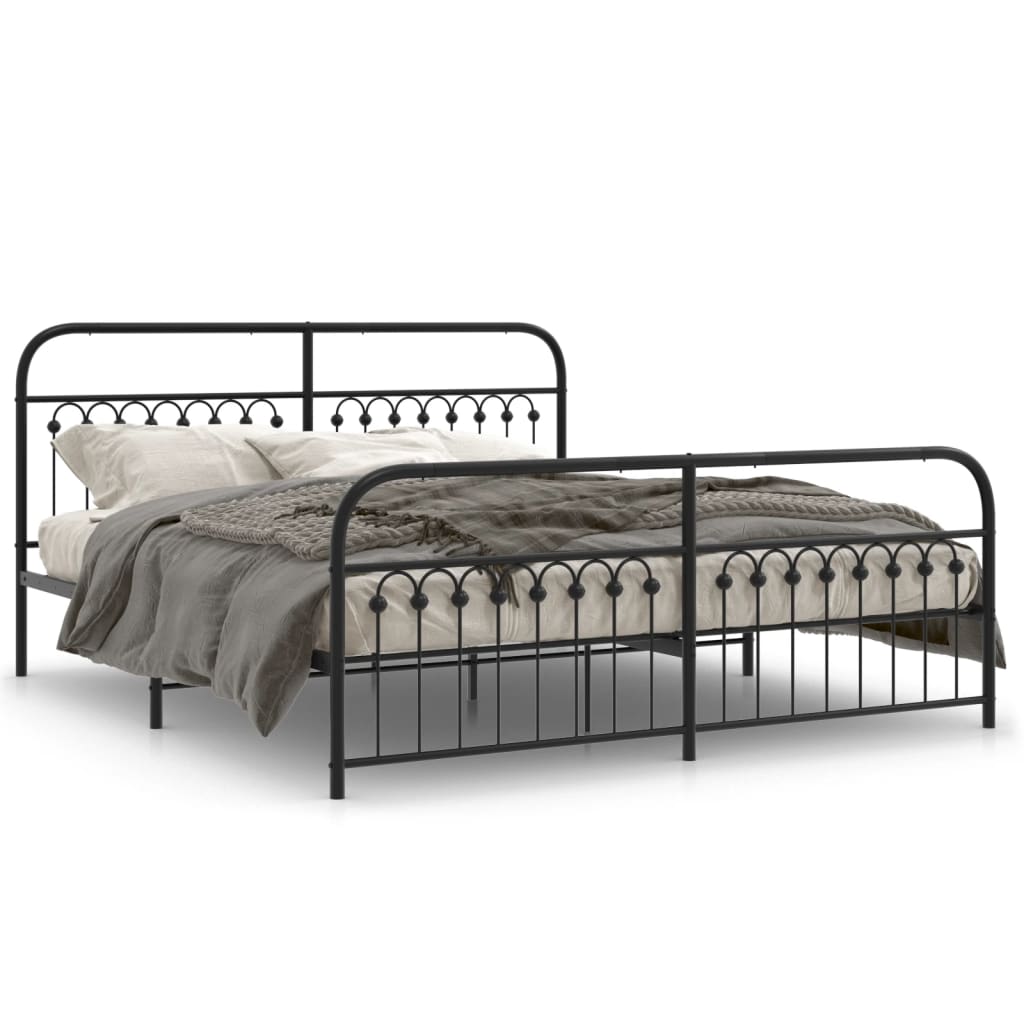 vidaXL Cadru pat metalic cu tăblii de cap/picioare, negru, 183x203 cm