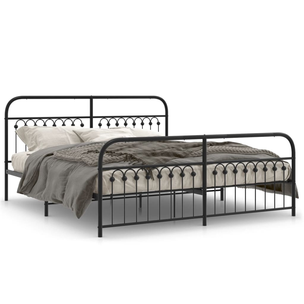 VidaXL Bedframe Met Hoofd- En Voeteneinde Metaal Zwart 183x213 Cm