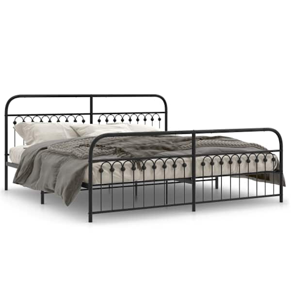 vidaXL metallist voodiraam peatsi ja jalutsiga, must, 193x203 cm