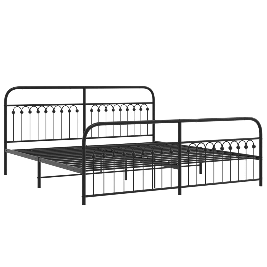 vidaXL Bedframe met hoofd- en voeteneinde metaal zwart 200x200 cm afbeelding
