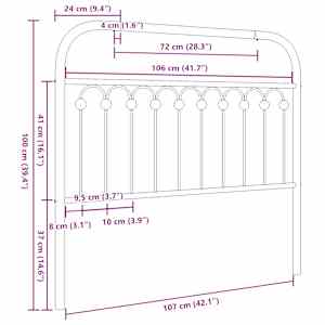 Kovové náhradní čelo postele černé 107 cm - obrázek 6