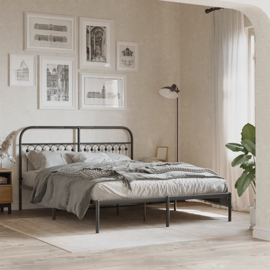 vidaXL Hoofdbord 150 cm metaal zwart afbeelding