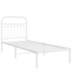 Kovový rám postele bez matrace s čelem bílý 75 x 190 cm - obrázek 3