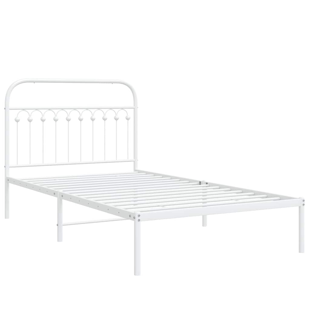 vidaXL Bedframe met hoofdbord metaal wit 107x203 cm afbeelding