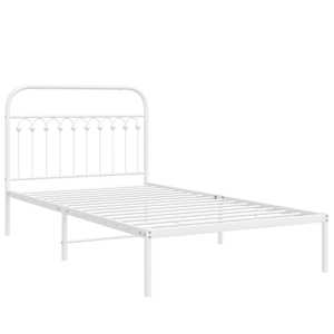 Kovový rám postele s čelem bílý 107 x 203 cm - obrázek 3